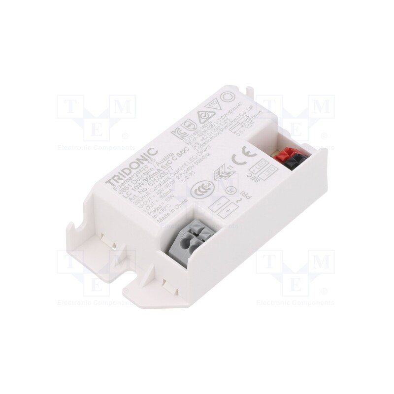 1 pcs x TRIDONIC - LC 10W 350MA FIXC C SNC - Power supply: switched-mode, LED, 10W, 20÷28.6VDC, 350mA, IP20