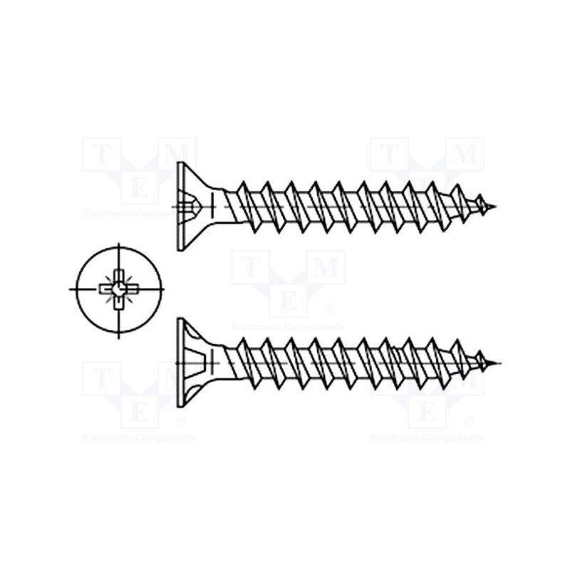 100 pcs x BOSSARD - 1422200 - Screw, for chipboard, 3x20, Head: countersunk, Pozidriv, PZ1, steel