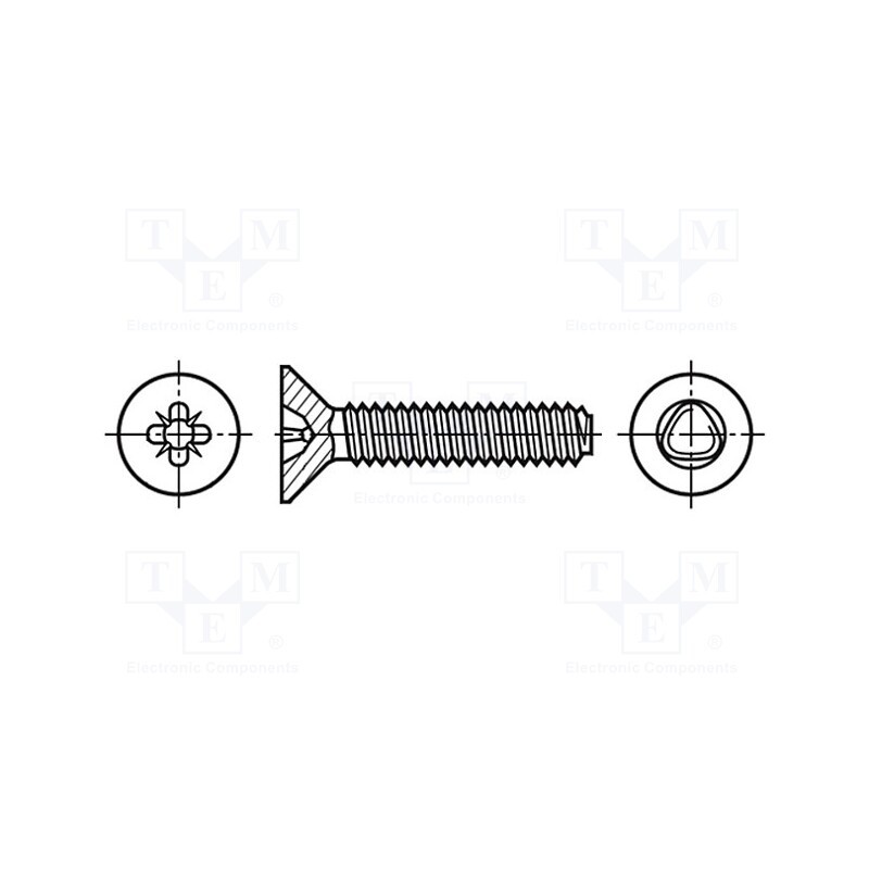 100 pcs x BOSSARD - 1540556 - Screw, 2.5x10, Head: countersunk, Pozidriv, PZ1, steel, zinc