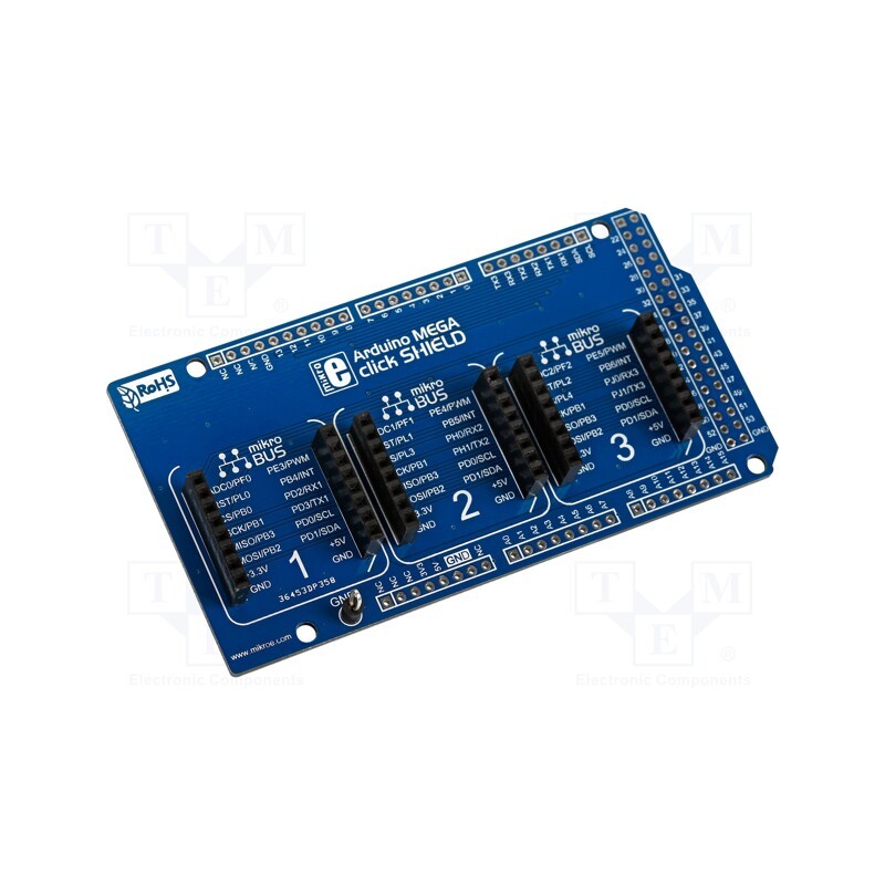 1 pcs x MIKROE - ARDUINO MEGA CLICK SHIELD - Multiadapter, mikroBUS socket x3, Add-on connectors: 3