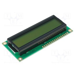 1 pcs x RAYSTAR OPTRONICS - RC1602B-YHW-ESV - Display: LCD, alphanumeric, STN Positive, 16x2, yellow-green, LED