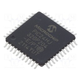 1 pcs x MICROCHIP TECHNOLOGY - PIC24HJ32GP204-E/PT - IC: PIC microcontroller, 32kB, SMD, TQFP44, PIC24, 2kBSRAM