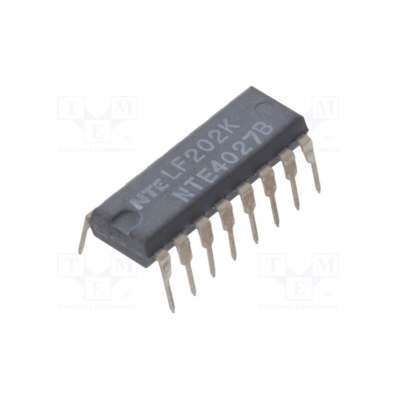 1 pcs x NTE Electronics - NTE4027B - IC: digital, JK flip-flop, Ch: 2, IN: 4, CMOS, THT, DIP16, 120uA, OUT: 2