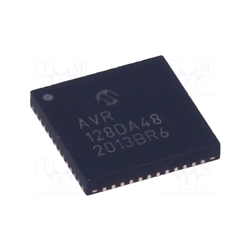 1 pcs x MICROCHIP TECHNOLOGY - AVR128DA48-I/6LX - IC: AVR microcontroller, VQFN48, 1.8÷5.5VDC, Cmp: 3, AVR128, AVR-DA