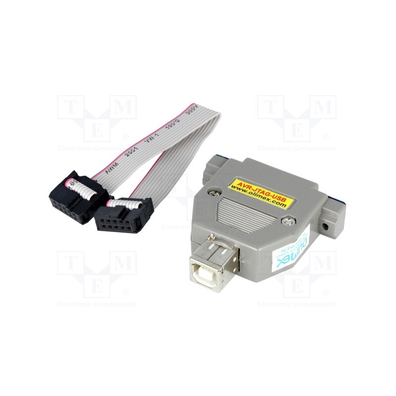 1 pcs x OLIMEX - AVR-JTAG-USB-A - Programmer: microcontrollers, AVR, USB, JTAG,USB B, 50x40mm
