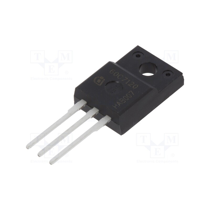 1 pcs x INFINEON TECHNOLOGIES - IPA60R120C7XKSA1 - Transistor: N-MOSFET, unipolar, 650V, 7A, Idm: 66A, 32W, TO220FP