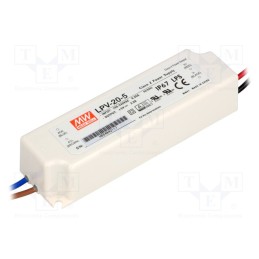 1 pcs x MEAN WELL - LPV-20-5 - Power supply: switched-mode, LED, 15W, 5VDC, 3A, 90÷264VAC, IP67