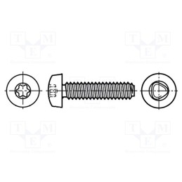 100 pcs x BOSSARD - 3271300 - Screw, for metal, 2.5x16, Head: cheese head, Torx®, TX08, steel