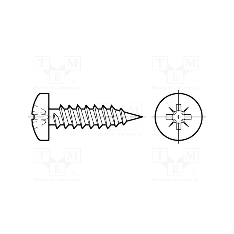 100 pcs x BOSSARD - 3061526 - Screw, 2.9x22, Head: cheese head, Pozidriv, PZ1, ISO 7049, BN 13259