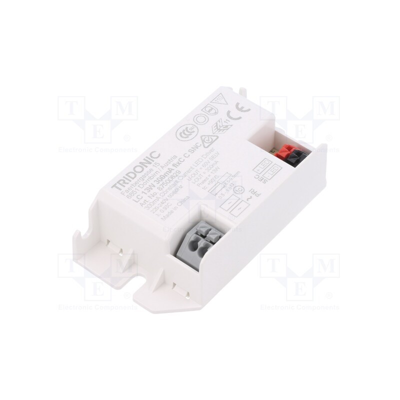 1 pcs x TRIDONIC - LC 13W 300MA FIXC C SNC - Power supply: switched-mode, LED, 13W, 30÷43VDC, 300mA, 198÷264VAC