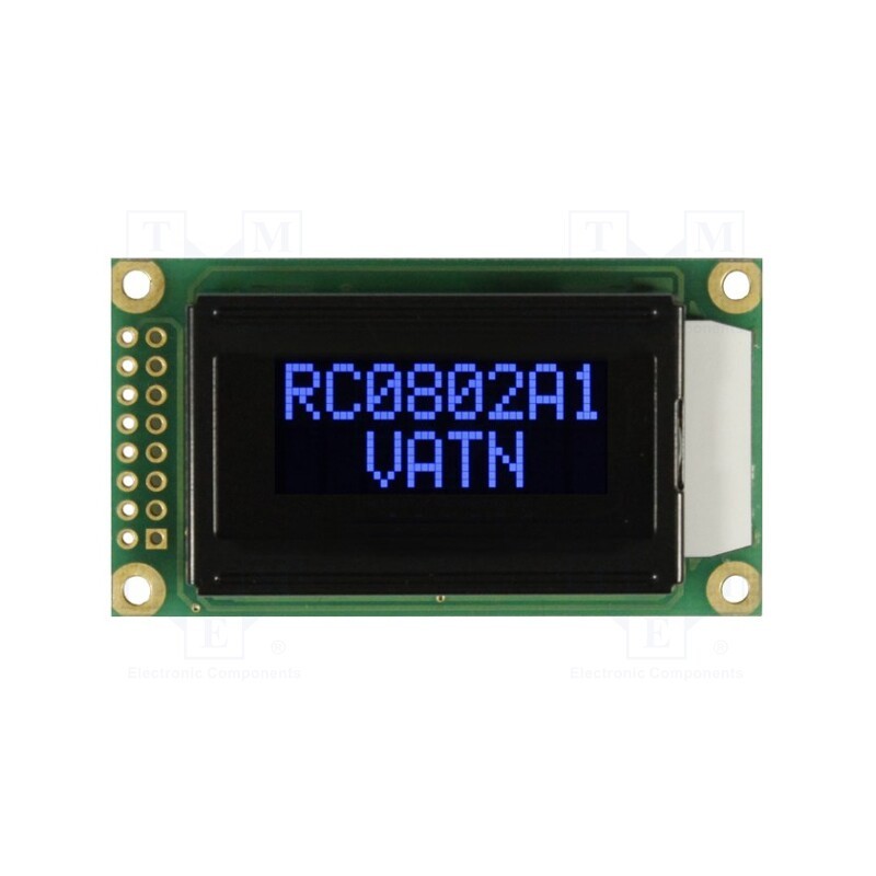 1 pcs x RAYSTAR OPTRONICS - RC0802A1-LLB-JWVE - Display: LCD, alphanumeric, VA Negative, 8x2, 58x32x13.2mm, LED