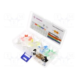 1 set x OPTOSUPPLY - OKLEDT50606A - Kit: LED, THT, 5mm, 130pcs, 1.8÷2.4/2.7÷3.4V, plastic box, 20mA, 30°