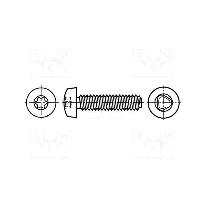 100 pcs x BOSSARD - 3070342 - Screw, for metal, 4x20, Head: cheese head, Torx®, TX20, steel, zinc