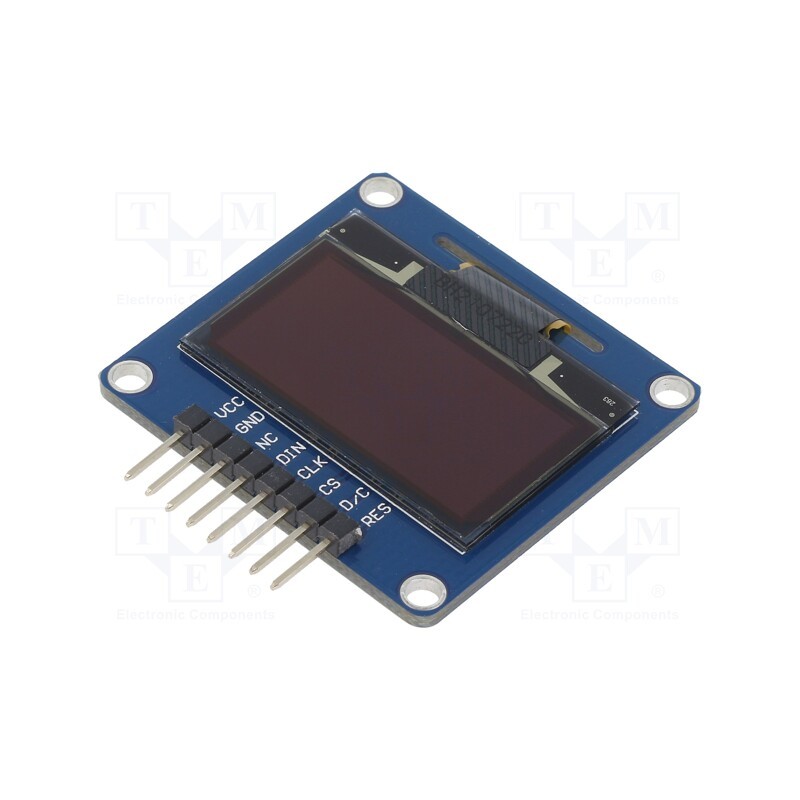 1 pcs x WAVESHARE - 10444 - Display: OLED, 1.3', 128x64, 40.5x37.5mm, blue, PIN: 8, 3.3÷5VDC