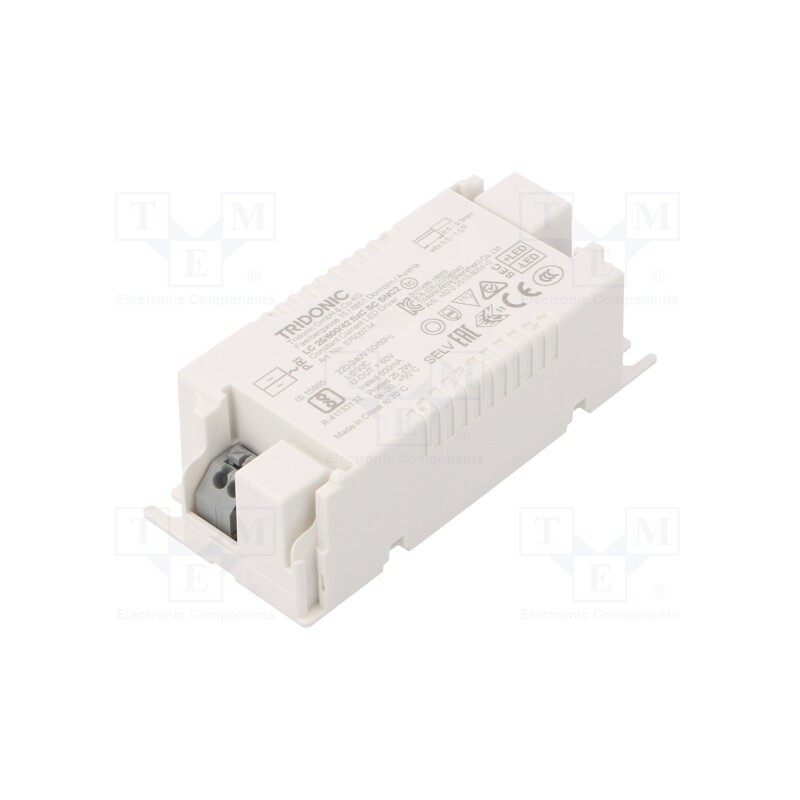 1 pcs x TRIDONIC - LC 25/600/42 FIXC SC SNC2 - Power supply: switched-mode, LED, 25W, 27÷42VDC, 600mA, 198÷264VAC
