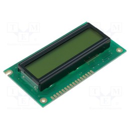 1 pcs x RAYSTAR OPTRONICS - RC1602A-YHW-CSV - Display: LCD, alphanumeric, STN Positive, 16x2, yellow-green, LED