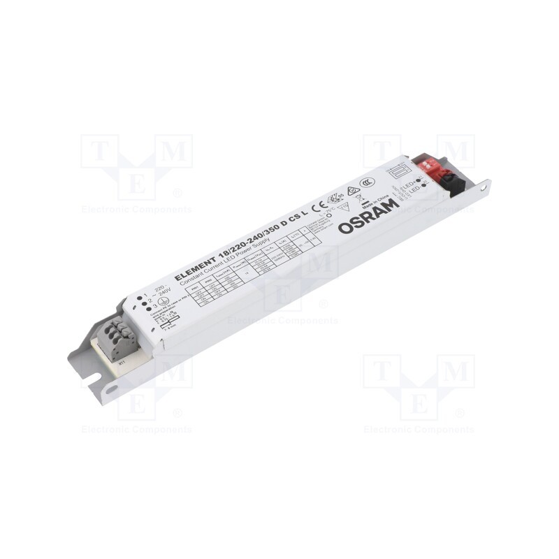 1 pcs x ams OSRAM - ELEMENT 18/220-240/350 D CS L - Power supply: switched-mode, LED, 18W, 25÷54VDC, 200÷350mA, IP20