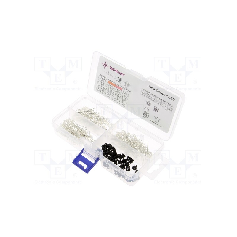 1 set x OPTOSUPPLY - OKLEDT31203A - Kit: LED, THT, 3mm, 170pcs, white warm,natural white,white cold