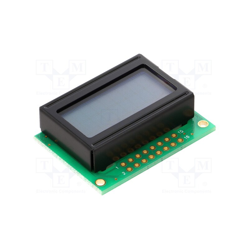 1 pcs x DISPLAY ELEKTRONIK - DEM 08201 SGH-LY - Display: LCD, alphanumeric, STN Positive, 8x2, 40x30.5x12.5mm, LED
