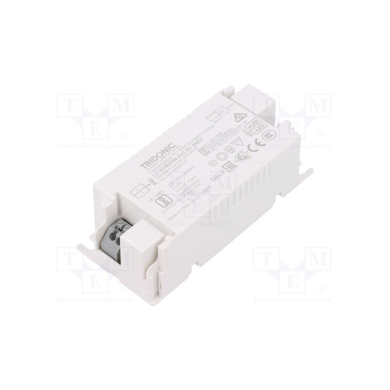 1 pcs x TRIDONIC - LC 30/500/54 FIXC SC SNC2 - Power supply: switched-mode, LED, 30W, 27÷54VDC, 500mA, 198÷264VAC