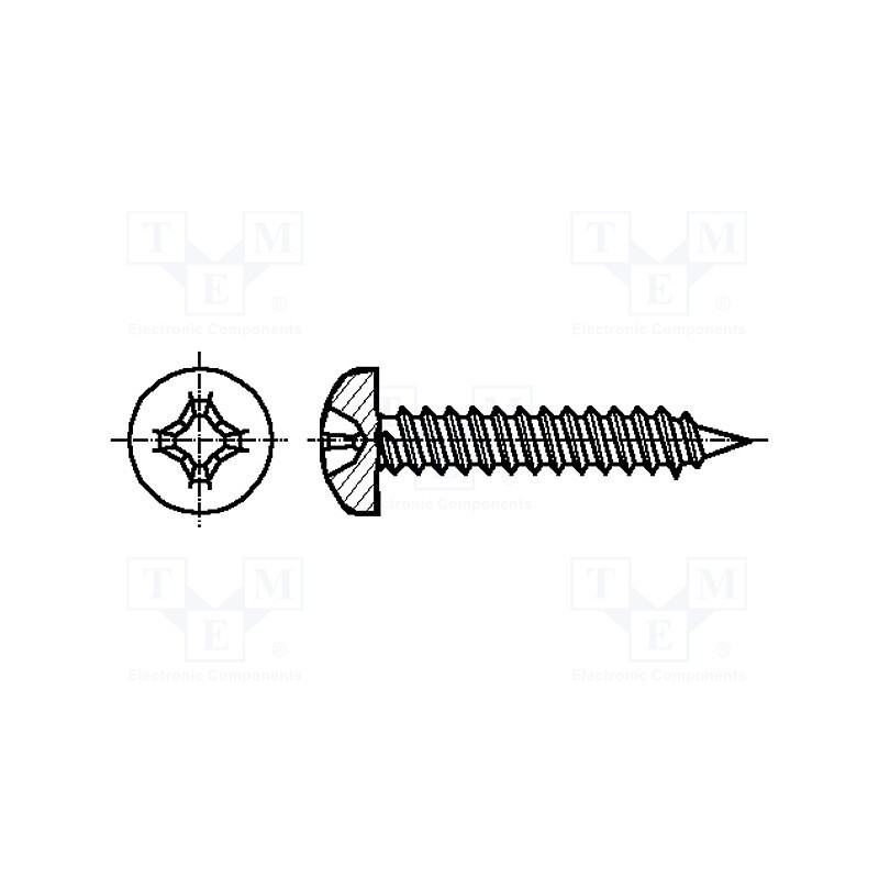 200 pcs x BOSSARD - 1376136 - Screw, 2.9x25, Head: cheese head, Phillips, PH1, steel, zinc, BN 994
