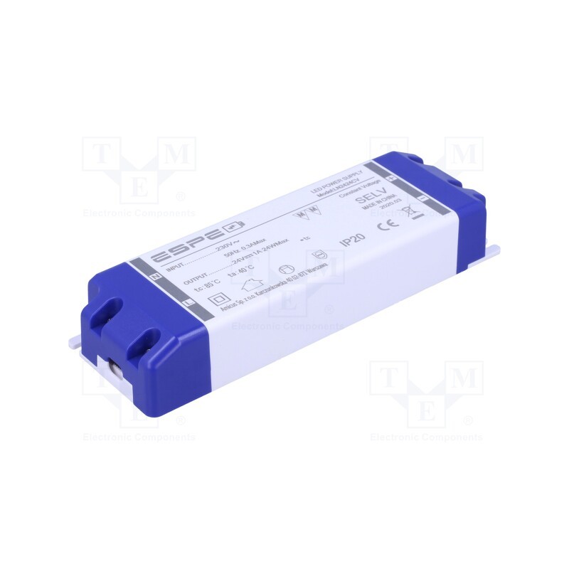 1 pcs x ESPE - LN2424CV - Power supply: switched-mode, LED, 24W, 24VDC, 1A, 220÷240VAC, IP20