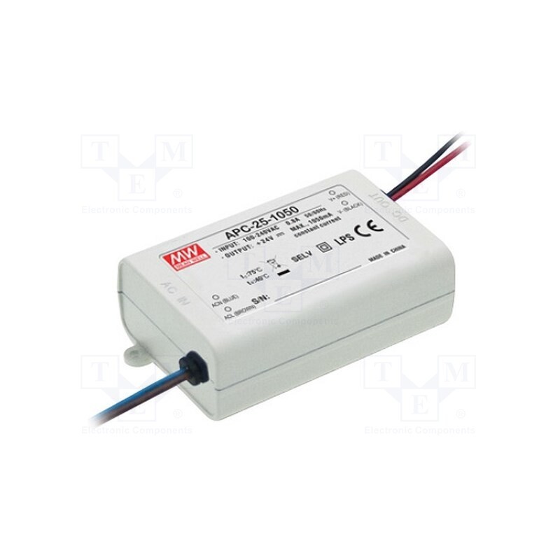 1 pcs x MEAN WELL - APC-25-500 - Power supply: switched-mode, LED, 25.2W, 15÷50VDC, 500mA, IP42