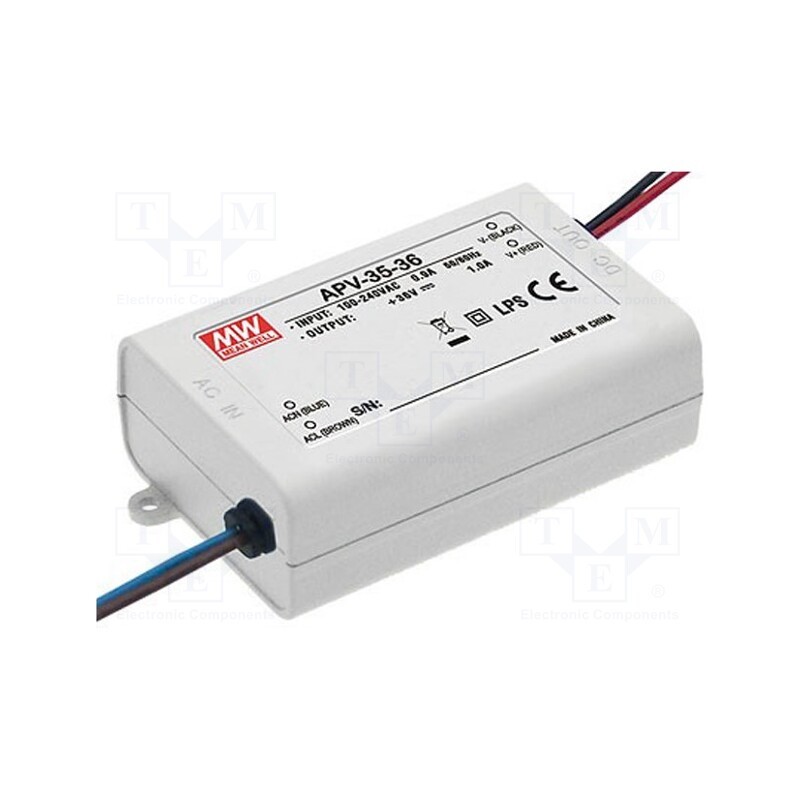1 pcs x MEAN WELL - APV-35-5 - Power supply: switched-mode, LED, 25W, 5VDC, 5A, 90÷264VAC, IP42