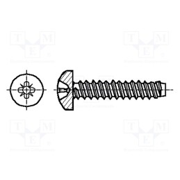 200 pcs x BOSSARD - 2097346 - Screw, for metal, 3.5x6.5, Head: cheese head, Pozidriv, PZ2, steel