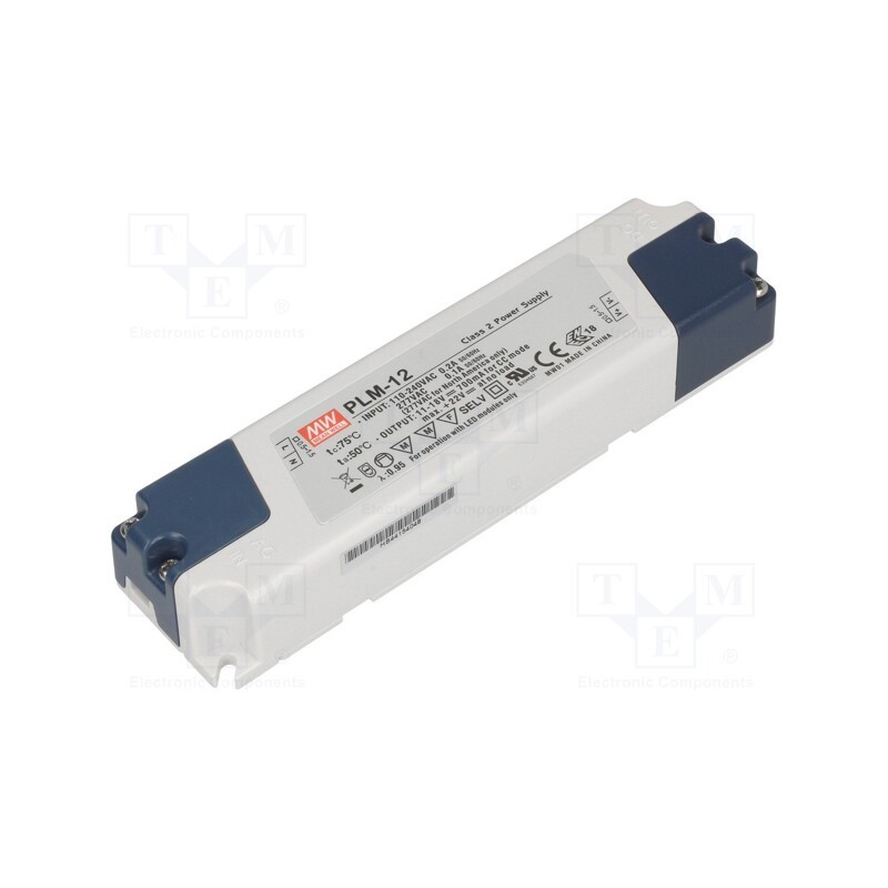 1 pcs x MEAN WELL - PLM-12-500 - Power supply: switched-mode, LED, 12W, 15÷24VDC, 500mA, 110÷295VAC