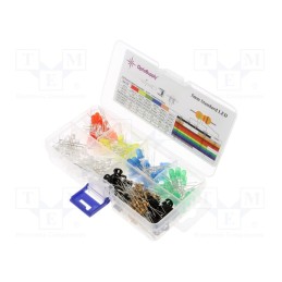 1 set x OPTOSUPPLY - OKLEDT51206A - Kit: LED, THT, 5mm, 280pcs, 1.8÷2.4/2.7÷3.4V, plastic box, 20mA, 30°