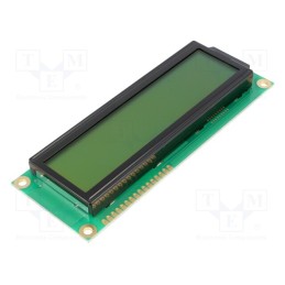 1 pcs x RAYSTAR OPTRONICS - RC1602E-YHW-ESX - Display: LCD, alphanumeric, STN Positive, 16x2, yellow-green, LED