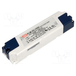 1 pcs x MEAN WELL - PLM-25-1050 - Power supply: switched-mode, LED, 25.2W, 14÷24VDC, 1050mA, IP30