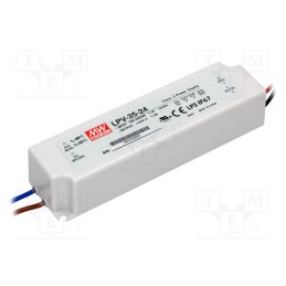 1 pcs x MEAN WELL - LPV-35-24 - Power supply: switched-mode, LED, 36W, 24VDC, 1.5A, 90÷264VAC, IP67