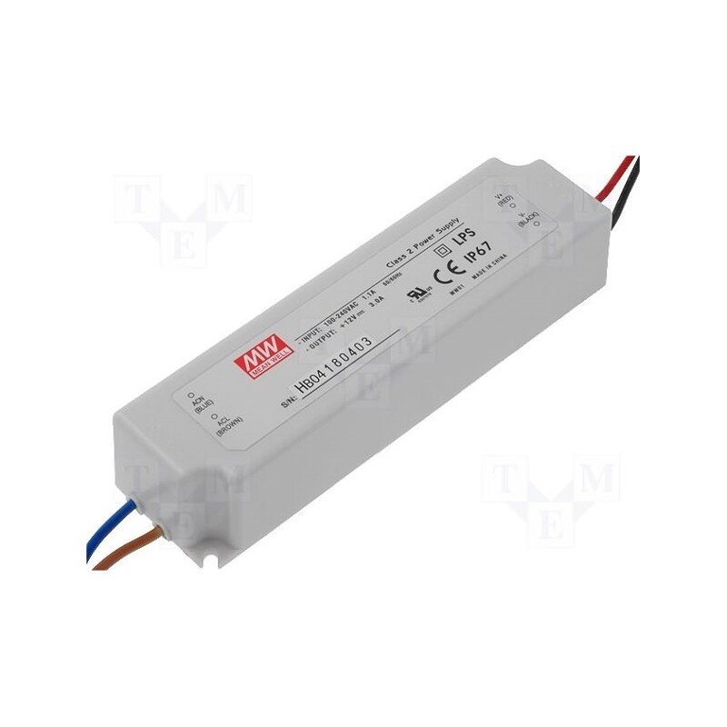 1 pcs x MEAN WELL - LPV-35-36 - Power supply: switched-mode, LED, 36W, 36VDC, 1A, 90÷264VAC, IP67