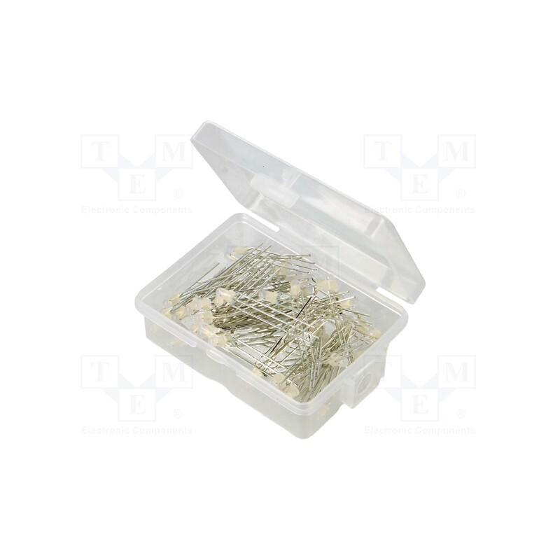 1 set x OPTOSUPPLY - OKLEDT3050RPW - Kit: LED, THT, 3mm, 50pcs, red/green, 3÷15V, plastic box, 7.5÷8mA