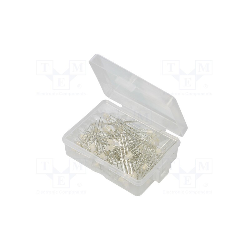 1 set x OPTOSUPPLY - OKLEDT3050RBW - Kit: LED, THT, 3mm, 50pcs, red/blue, 3÷15V, plastic box, 7.5÷8mA, 40°