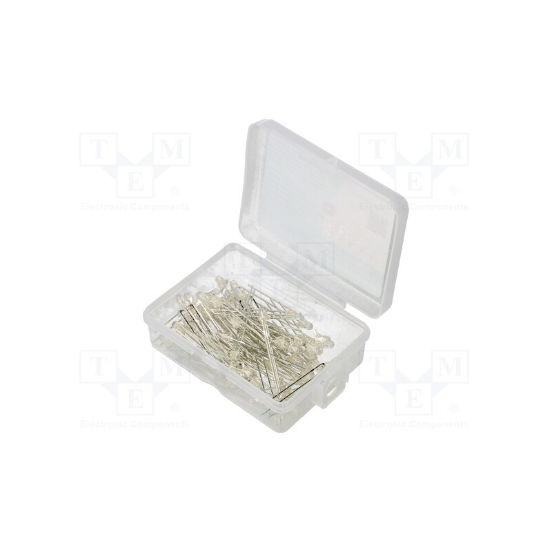 1 set x OPTOSUPPLY - OKLEDT3050RBV - Kit: LED, THT, 3mm, 50pcs, red/blue, 3÷15V, plastic box, 7.5÷8mA, 30°