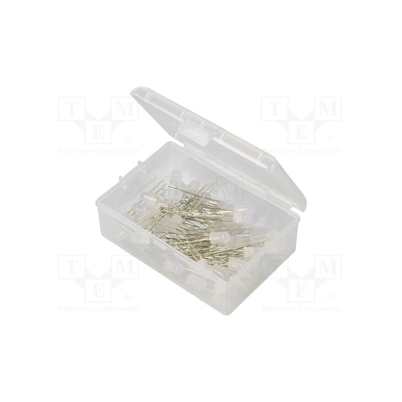 1 set x OPTOSUPPLY - OKLEDT5050RPW - Kit: LED, THT, 5mm, 50pcs, red/green, 3÷15V, plastic box, 7.5÷8mA