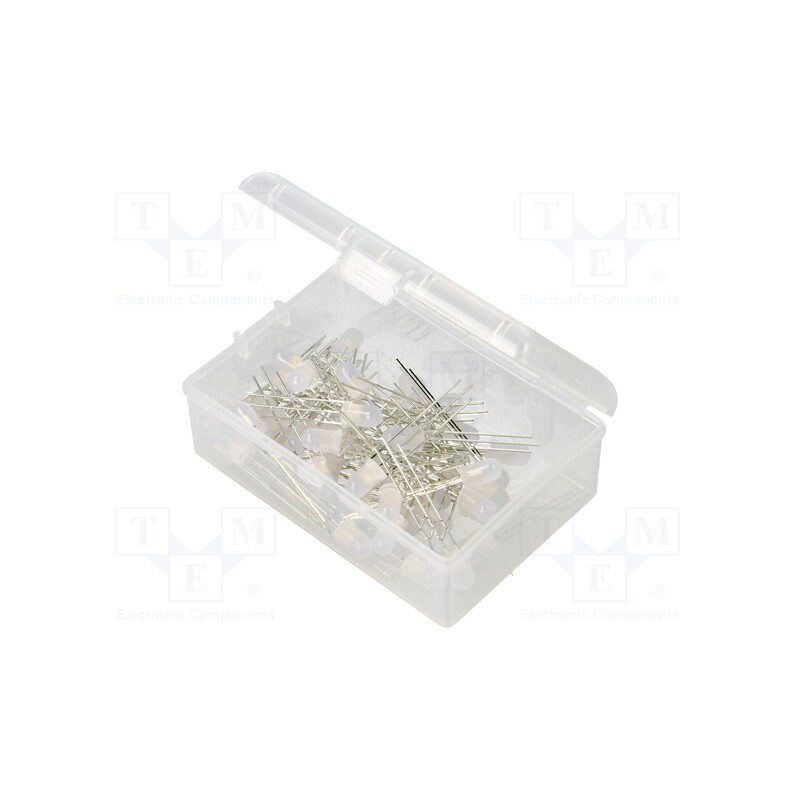 1 set x OPTOSUPPLY - OKLEDT5050RBW - Kit: LED, THT, 5mm, 50pcs, red/blue, 3÷15V, plastic box, 7.5÷8mA, 50°