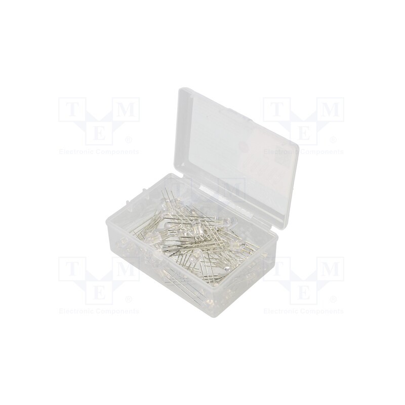 1 set x OPTOSUPPLY - OKLEDT5050RBV - Kit: LED, THT, 5mm, 50pcs, red/blue, 3÷15V, plastic box, 7.5÷8mA, 30°