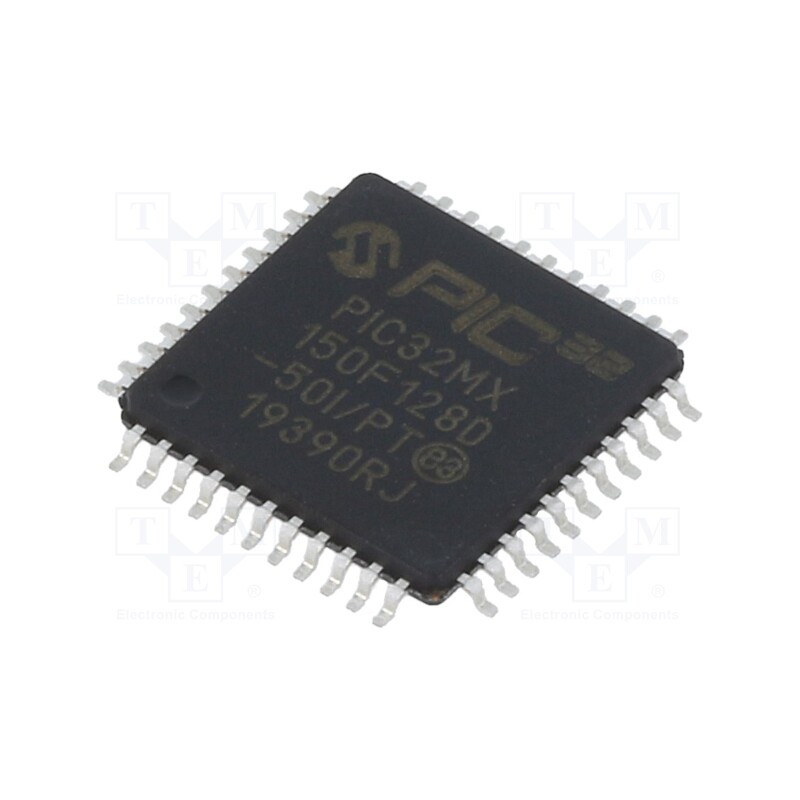 1 pcs x MICROCHIP TECHNOLOGY - PIC32MX150F128D-50I/PT - IC: PIC microcontroller, 128kB, 2.3÷3.6VDC, SMD, TQFP44, PIC32
