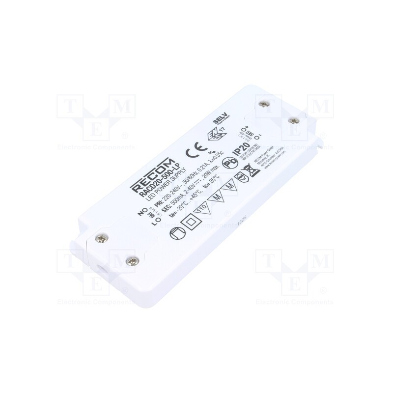 1 pcs x RECOM - RACD06-700 - Power supply: switched-mode, LED, 6W, 3÷8.4VDC, 700mA, 90÷264VAC