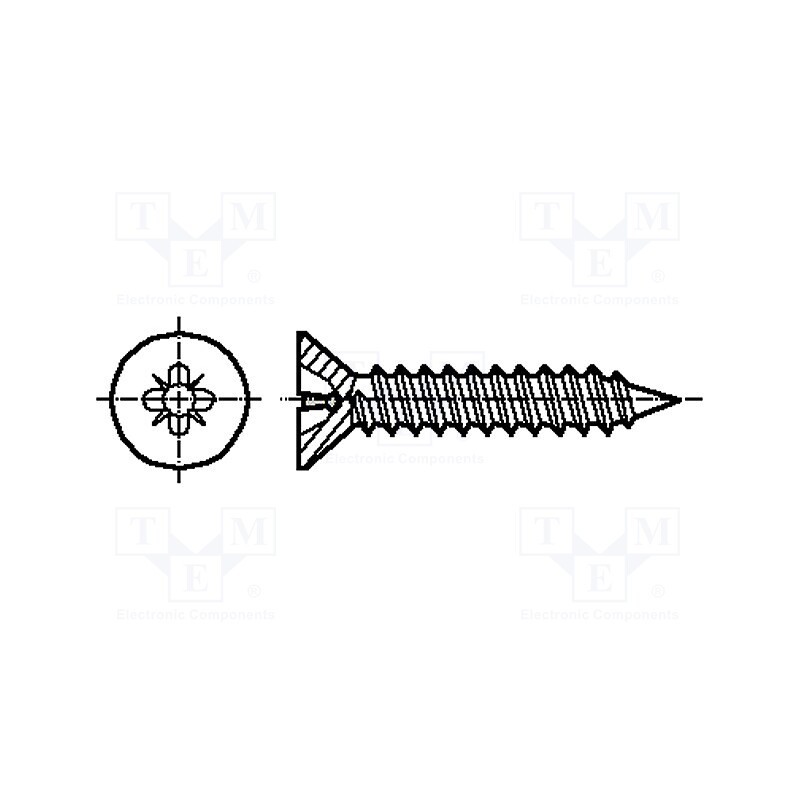 200 pcs x BOSSARD - 2098822 - Screw, for metal, 2.2x9.5, Head: countersunk, Pozidriv, PH1, zinc