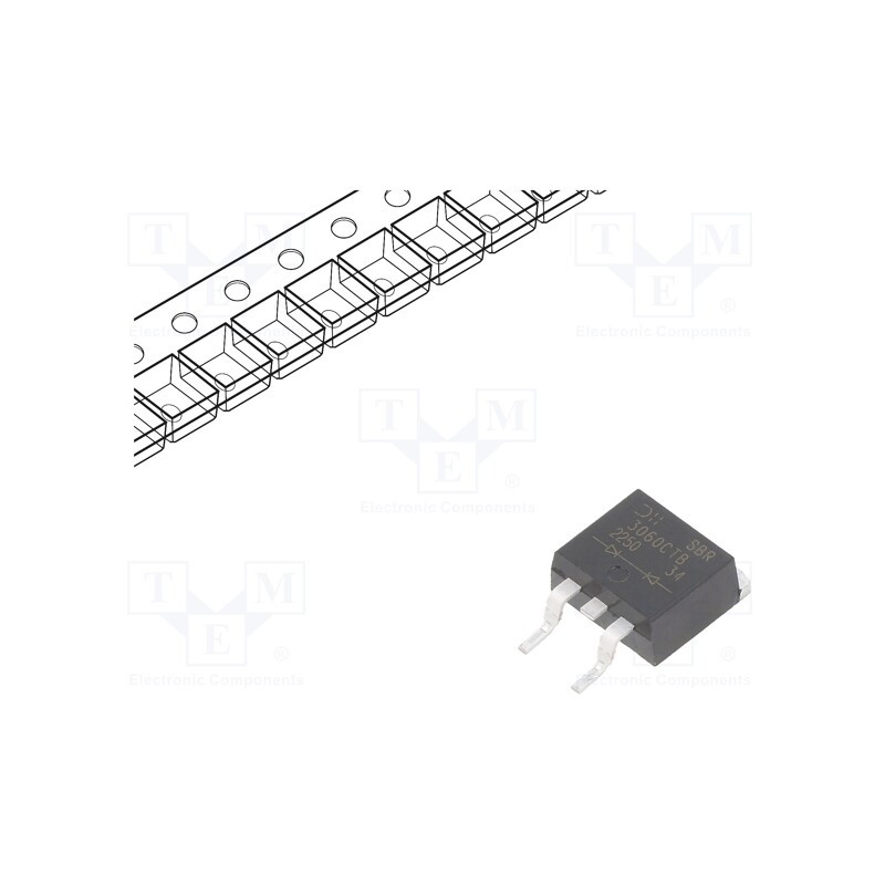 1 pcs x DIODES INCORPORATED - SBR3060CTB-13 - Diode: rectifying, SMD, 60V, 30A, TO263, Ufmax: 0.56V, Ifsm: 200A
