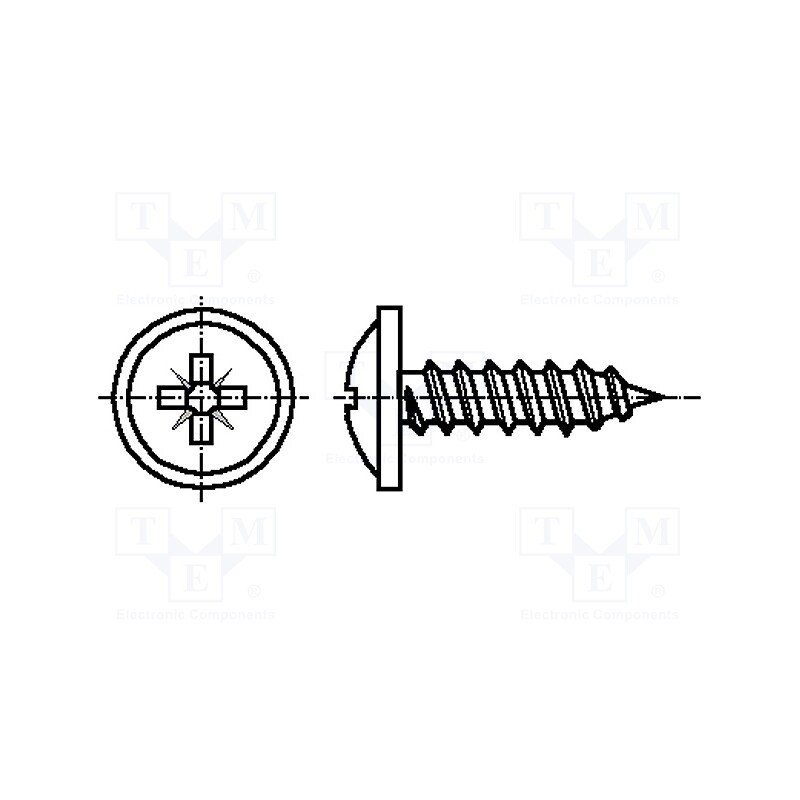 200 pcs x BOSSARD - 2099926 - Screw, with flange, 3.5x16, Head: button, Pozidriv, PZ2, steel, zinc