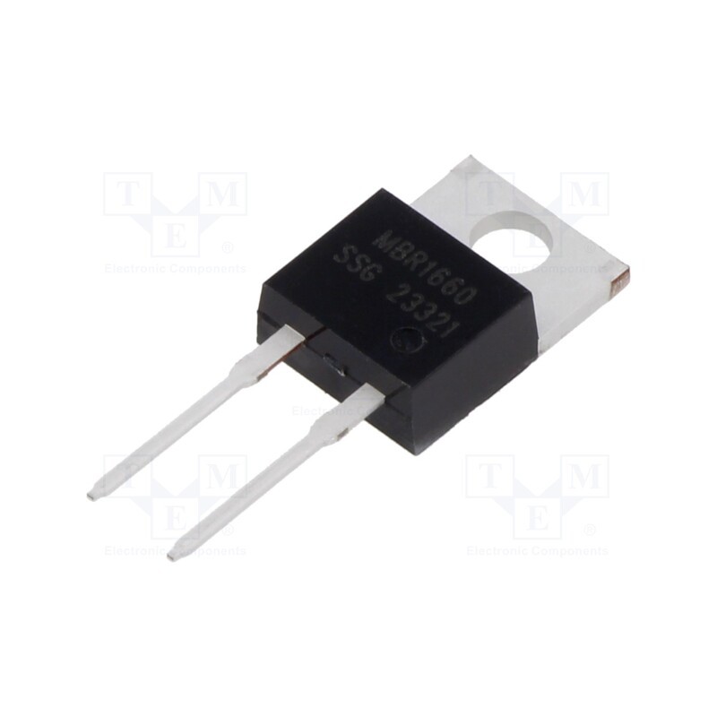 1 pcs x SMC DIODE SOLUTIONS - MBR1660 - Diode: Schottky rectifying, THT, 60V, 16A, TO220AC, , Ir: 1mA