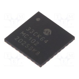 1 pcs x MICROCHIP TECHNOLOGY - DSPIC33CK64MC102-I/2N - IC: dsPIC microcontroller, 64kB, 8kBSRAM, UQFN28, DSPIC, 0.65mm