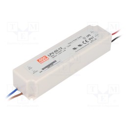 1 pcs x MEAN WELL - LPV-60-12 - Power supply: switched-mode, LED, 60W, 12VDC, 5A, 90÷264VAC, IP67