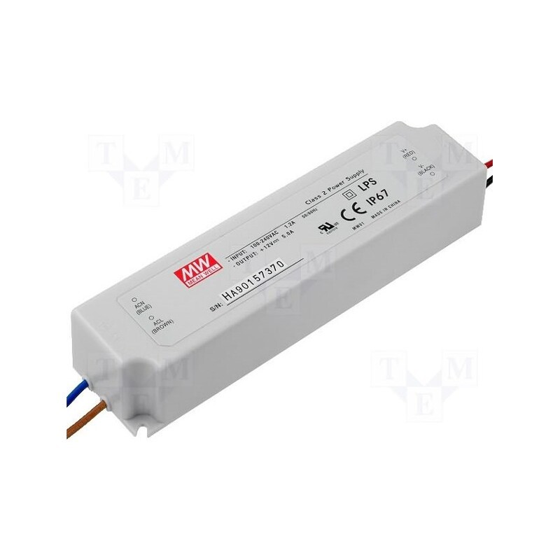 1 pcs x MEAN WELL - LPV-60-5 - Power supply: switched-mode, LED, 40W, 5VDC, 8A, 90÷264VAC, IP67